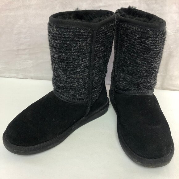 MINNETONKA Black & Grey Winter Boots Size 6 - Picture 1 of 10